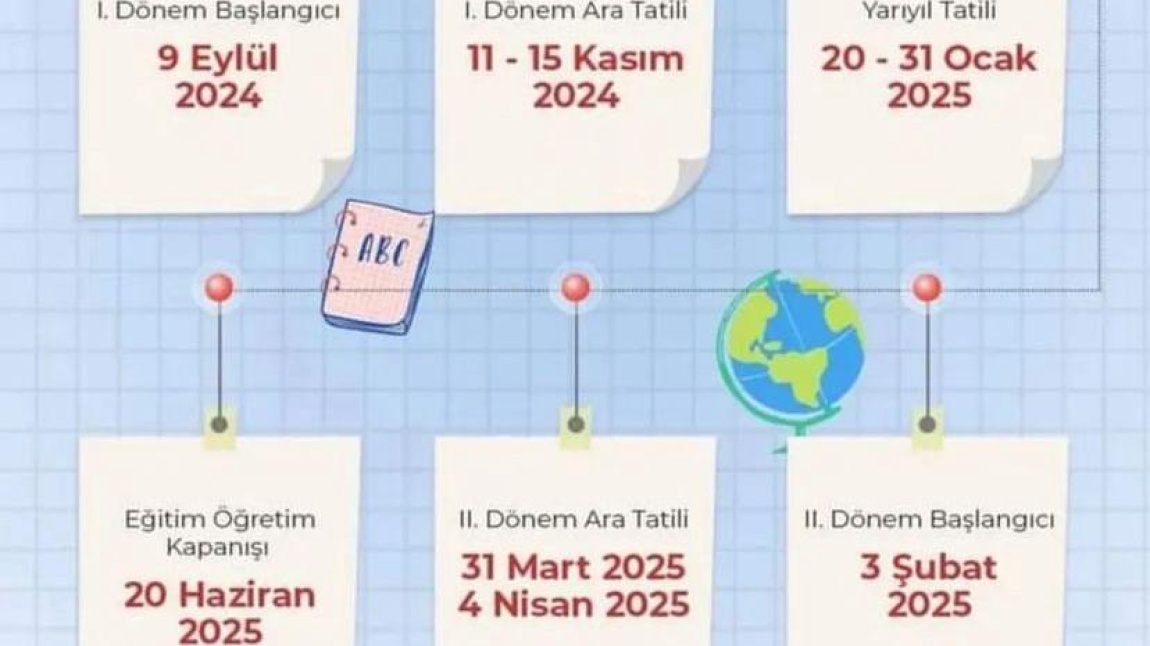 2024-2025 YILININ ÇALIŞMA TAKVİMİ-1.DÖNEM